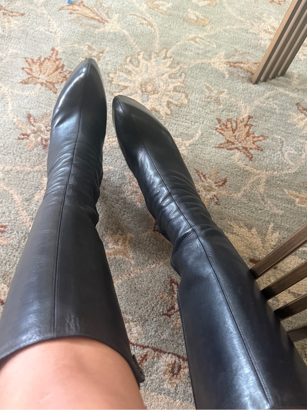 Christian Louboutin Black Leather Over-the-Knee Platform Stilettos - Picture 2 of 16